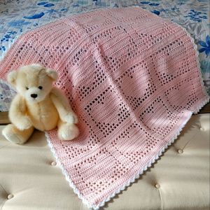 💜👶💜NEW BABY BLANKET HAND-CROCHETED BY SELLER
